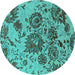 Round Oriental Turquoise Industrial Rug, urb1530turq