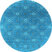 Round Oriental Light Blue Industrial Rug, urb1531lblu