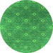 Round Oriental Green Industrial Rug, urb1531grn