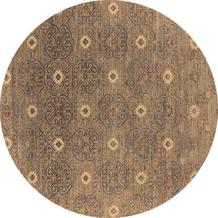 Round Machine Washable Oriental Brown Industrial Rug, wshurb1531brn
