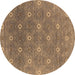 Round Machine Washable Oriental Brown Industrial Rug, wshurb1531brn