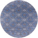 Round Mid-Century Modern Light Purple Blue Oriental Rug, urb1531