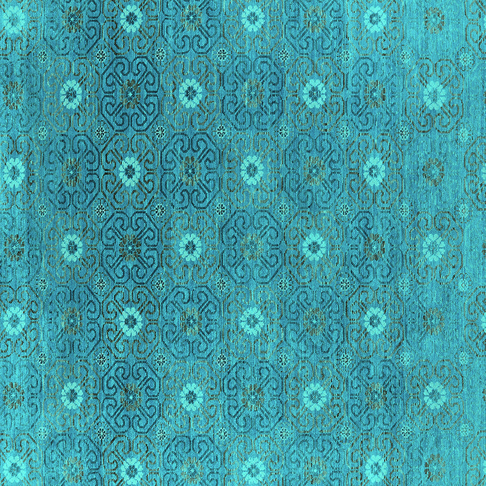 Square Oriental Turquoise Industrial Rug, urb1531turq