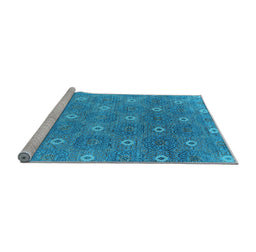 Sideview of Machine Washable Oriental Light Blue Industrial Rug, wshurb1531lblu