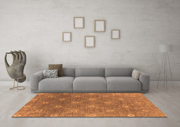 Machine Washable Oriental Orange Industrial Area Rugs in a Living Room, wshurb1531org