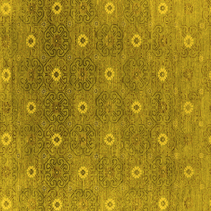 Square Machine Washable Oriental Yellow Industrial Rug, wshurb1531yw