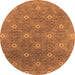 Round Machine Washable Oriental Orange Industrial Area Rugs, wshurb1531org