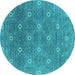 Round Oriental Turquoise Industrial Rug, urb1531turq