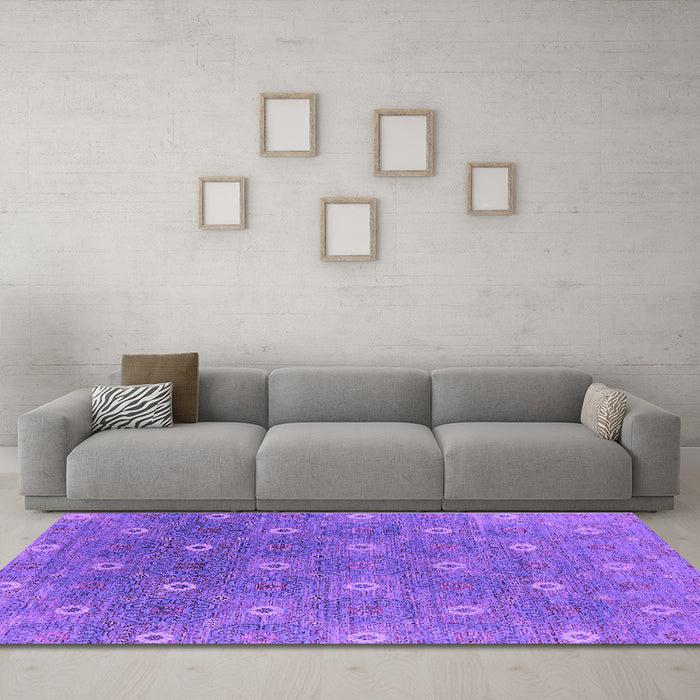 Machine Washable Oriental Purple Industrial Area Rugs in a Living Room, wshurb1531pur