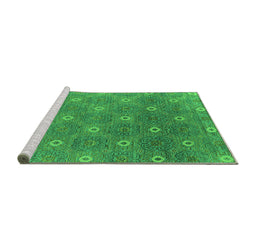 Sideview of Machine Washable Oriental Green Industrial Area Rugs, wshurb1531grn