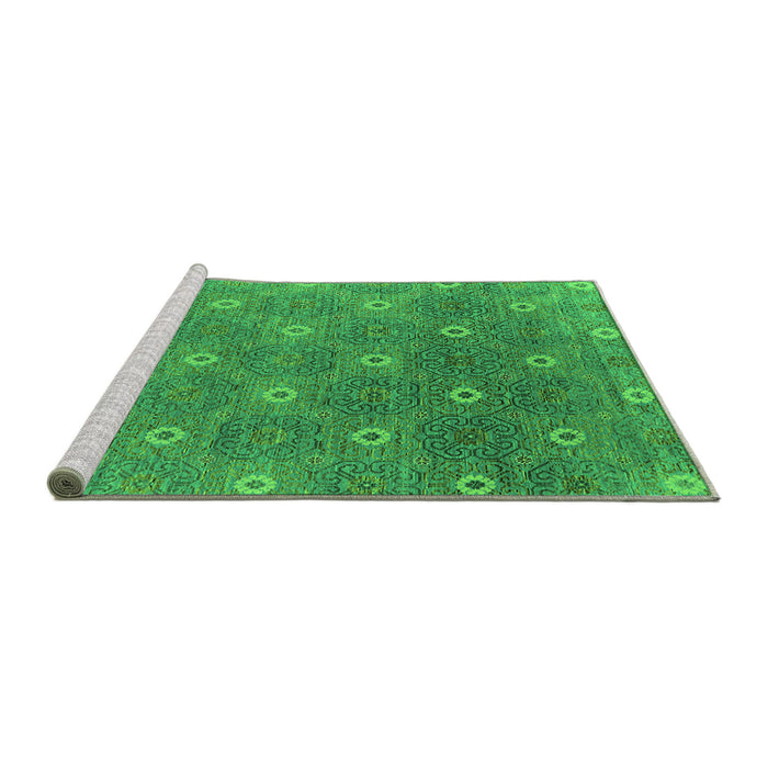 Sideview of Machine Washable Oriental Green Industrial Area Rugs, wshurb1531grn