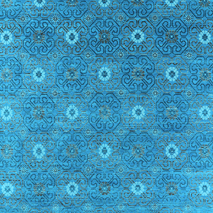 Machine Washable Oriental Light Blue Industrial Rug, wshurb1531lblu
