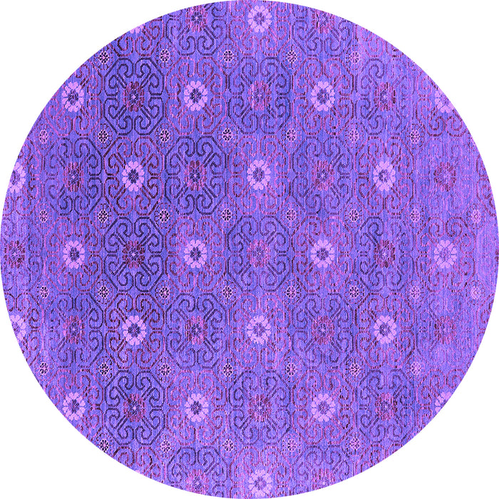 Round Machine Washable Oriental Purple Industrial Area Rugs, wshurb1531pur