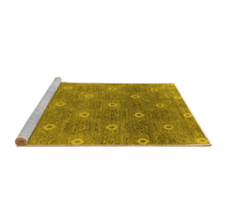 Sideview of Machine Washable Oriental Yellow Industrial Rug, wshurb1531yw