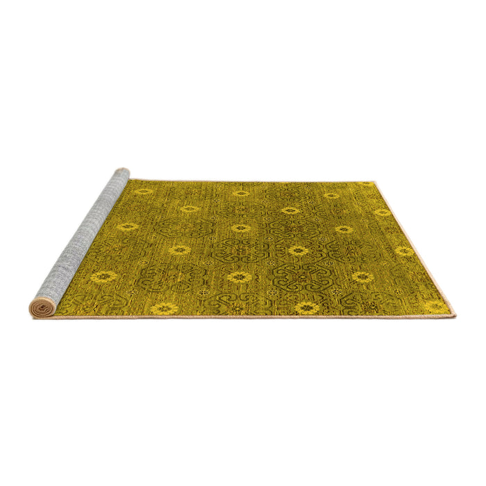 Sideview of Machine Washable Oriental Yellow Industrial Rug, wshurb1531yw