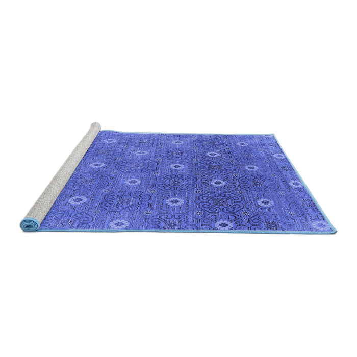Sideview of Machine Washable Oriental Blue Industrial Rug, wshurb1531blu
