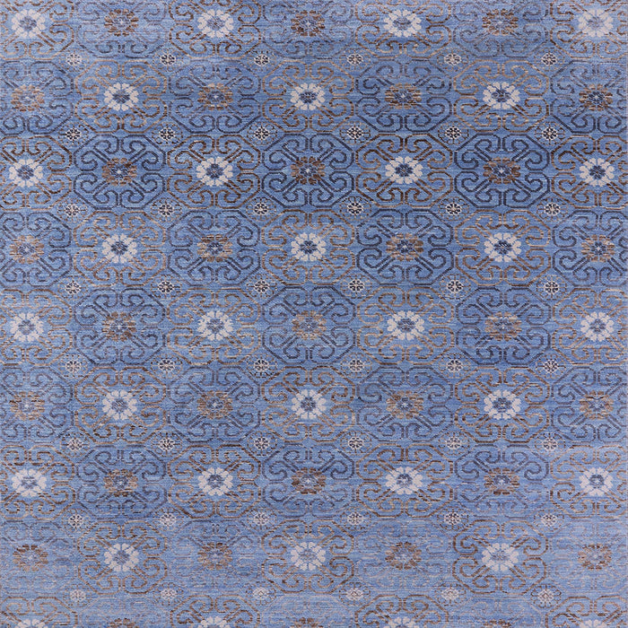Square Mid-Century Modern Light Purple Blue Oriental Rug, urb1531