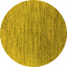 Round Machine Washable Oriental Yellow Industrial Rug, wshurb1532yw