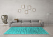 Machine Washable Oriental Turquoise Industrial Area Rugs in a Living Room,, wshurb1532turq