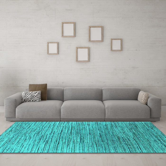 Machine Washable Oriental Turquoise Industrial Area Rugs in a Living Room,, wshurb1532turq