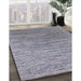 Mid-Century Modern Mist Blue Oriental Rug in Family Room, urb1532