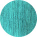 Round Oriental Turquoise Industrial Rug, urb1532turq