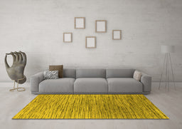 Machine Washable Oriental Yellow Industrial Rug in a Living Room, wshurb1532yw
