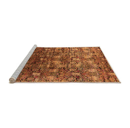 Sideview of Machine Washable Oriental Orange Industrial Area Rugs, wshurb1533org