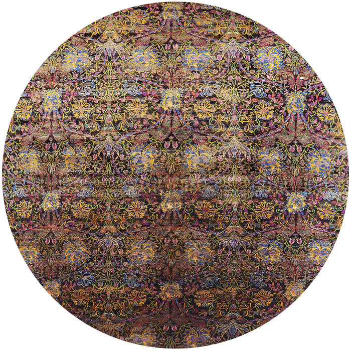 Round Mid-Century Modern Brown Oriental Rug, urb1533