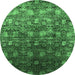 Round Oriental Emerald Green Industrial Rug, urb1533emgrn