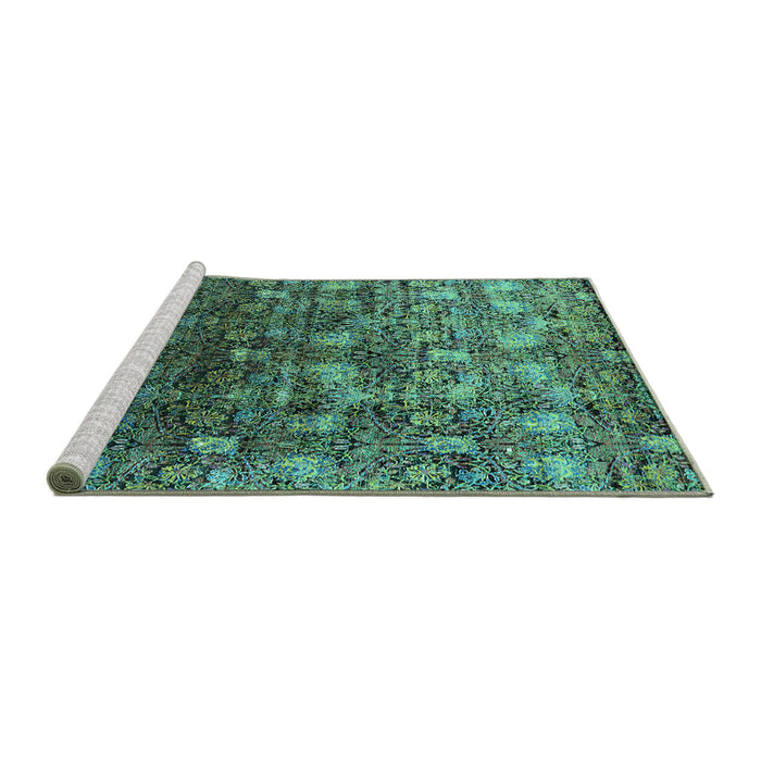 Sideview of Machine Washable Oriental Turquoise Industrial Area Rugs, wshurb1533turq