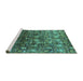 Sideview of Machine Washable Oriental Turquoise Industrial Area Rugs, wshurb1533turq