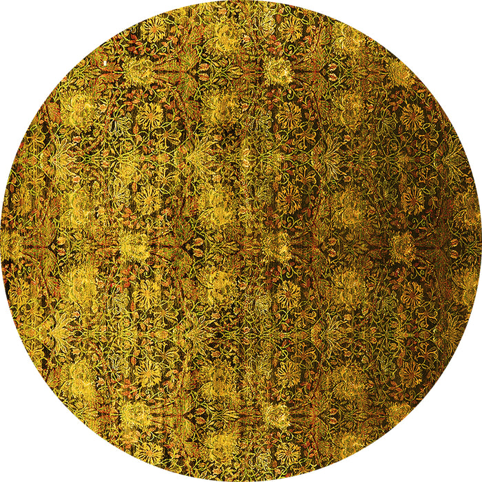 Round Oriental Yellow Industrial Rug, urb1533yw