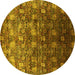 Round Oriental Yellow Industrial Rug, urb1533yw