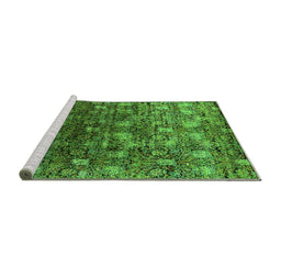Sideview of Machine Washable Oriental Green Industrial Area Rugs, wshurb1533grn