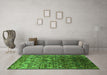 Machine Washable Oriental Green Industrial Area Rugs in a Living Room,, wshurb1533grn