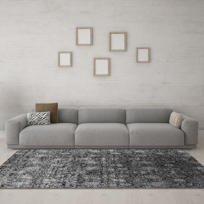 Machine Washable Oriental Gray Industrial Rug in a Living Room,, wshurb1533gry