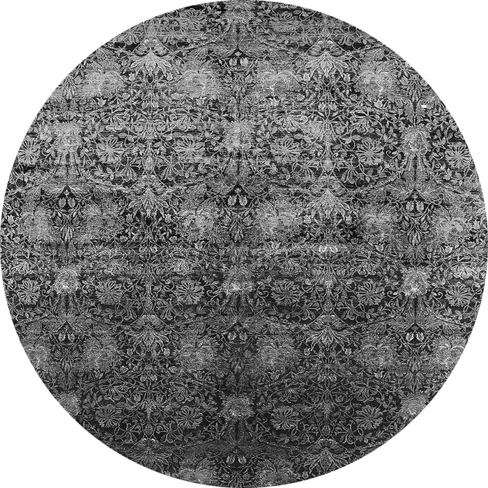 Round Oriental Gray Industrial Rug, urb1533gry
