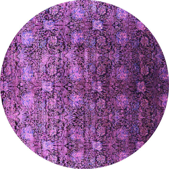 Round Machine Washable Oriental Purple Industrial Area Rugs, wshurb1533pur