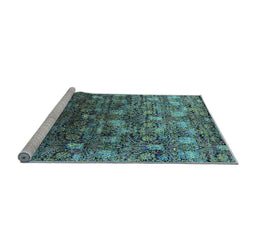 Sideview of Machine Washable Oriental Light Blue Industrial Rug, wshurb1533lblu
