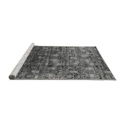 Sideview of Machine Washable Oriental Gray Industrial Rug, wshurb1533gry