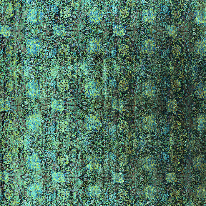 Square Oriental Turquoise Industrial Rug, urb1533turq