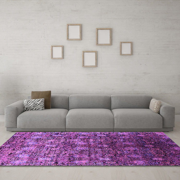 Machine Washable Oriental Purple Industrial Area Rugs in a Living Room, wshurb1533pur