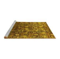 Sideview of Machine Washable Oriental Yellow Industrial Rug, wshurb1533yw