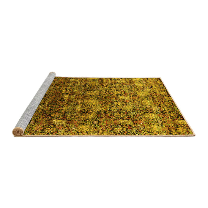 Sideview of Machine Washable Oriental Yellow Industrial Rug, wshurb1533yw