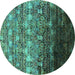 Round Oriental Turquoise Industrial Rug, urb1534turq