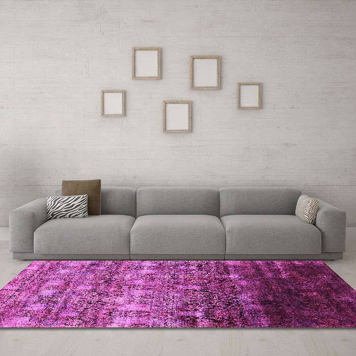 Machine Washable Oriental Pink Industrial Rug in a Living Room, wshurb1534pnk