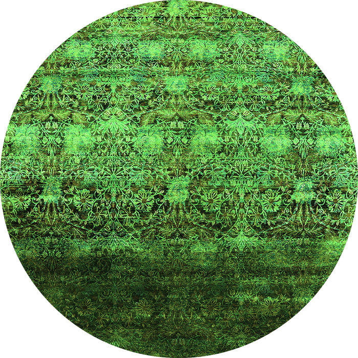 Round Oriental Green Industrial Rug, urb1534grn