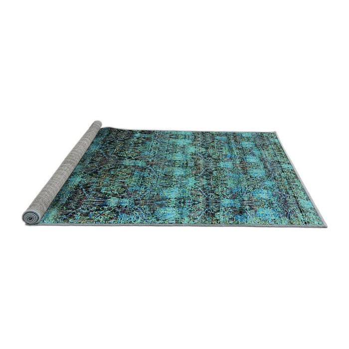 Sideview of Machine Washable Oriental Light Blue Industrial Rug, wshurb1534lblu