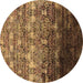 Round Oriental Brown Industrial Rug, urb1534brn